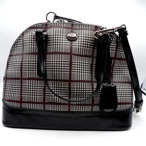 COACH NWOT BLK/WHT WITH CRANBERRY SATCHEL